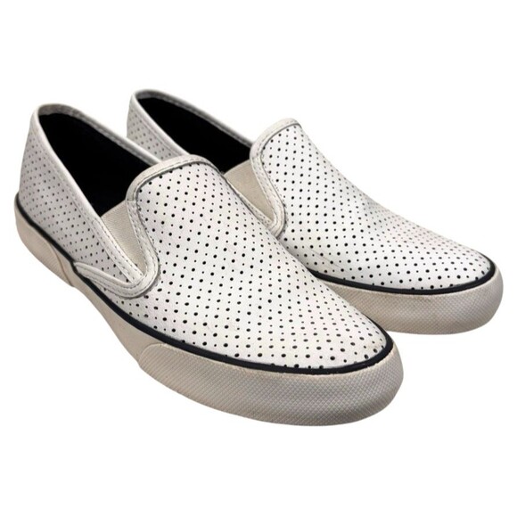 Sperry Top-Sider Sneakers Loafers Womans 9M White Leather Memory Foam Perforated - Picture 2 of 12